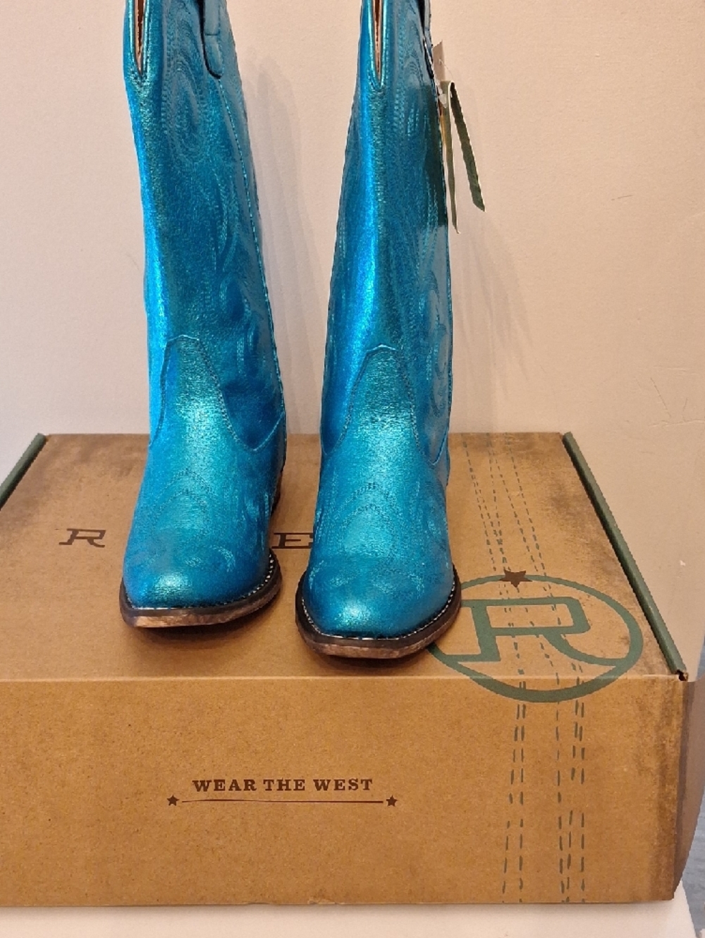 Roper Metallic Turquoise Western Knee-High Boot - Picture 4 of 6